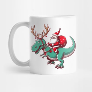 Santa Riding Dinosaur T-Rex Mug